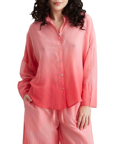 Papinelle Ombré Oversize Cotton Pajama Shirt - Red