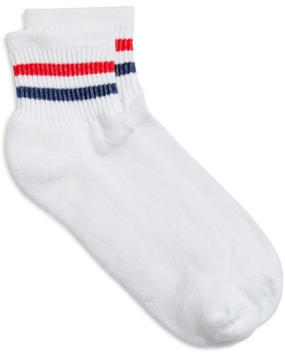 American Trench Stripe Ankle Socks - White
