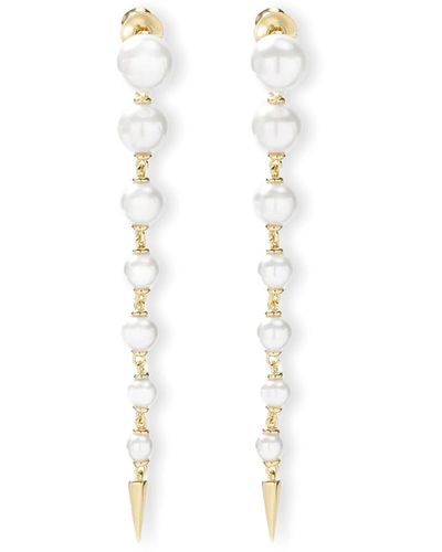 Melinda Maria Imitation Pearl Linear Drop Earrings - White