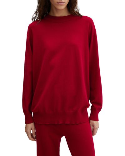 Mango Oversize Mock Neck Sweater - Red