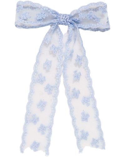 petit moments Scalloped Lace Hair Bow - Blue