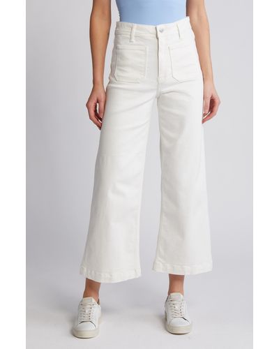Mavi Paloma Marine Patch Pocket High Waist Wide Leg Jeans - White