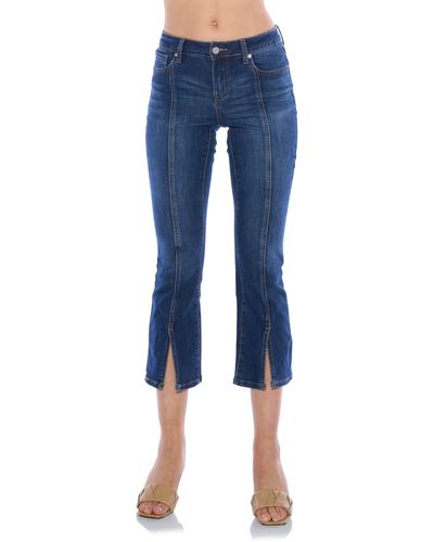 PROSPERITY DENIM Seamed Split Hem Crop Flare Jeans - Blue