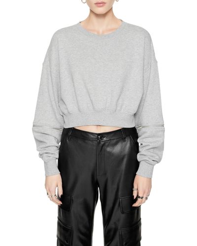 Rebecca Minkoff Irene Zip-off Sleeve Crop Sweatshirt - Gray