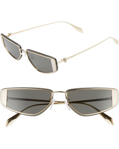 Alexander McQueen 66mm Oversize Rectangular Sport Sunglasses - Metallic