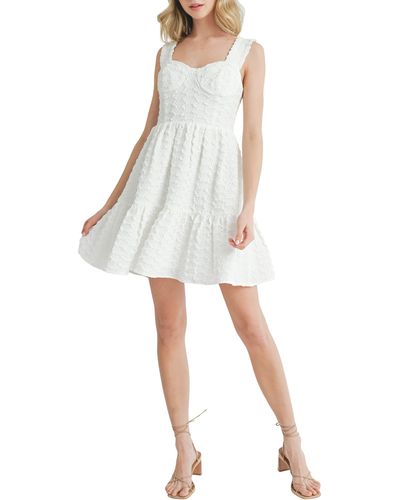 All In Favor Corset Bodice Textured Minidress In At Nordstrom, Size X-large - White