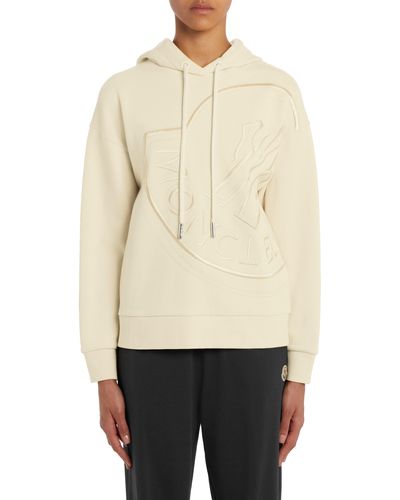 Moncler Oversize Embroidered Logo Hoodie - Natural