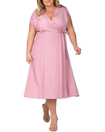 Standards & Practices Midi Wrap Dress - Pink