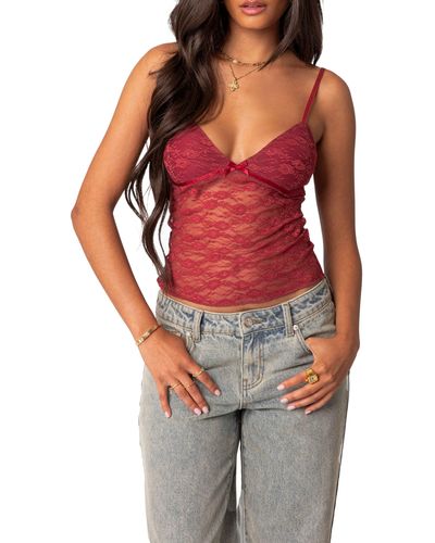 Edikted Eira Lace Camisole - Red