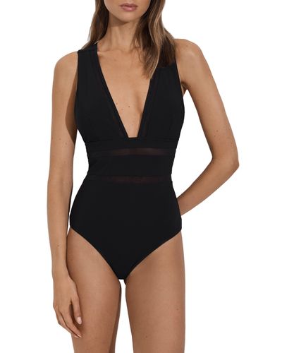 Reiss Harper Sheer Panel One-piece Swimsuit - Black