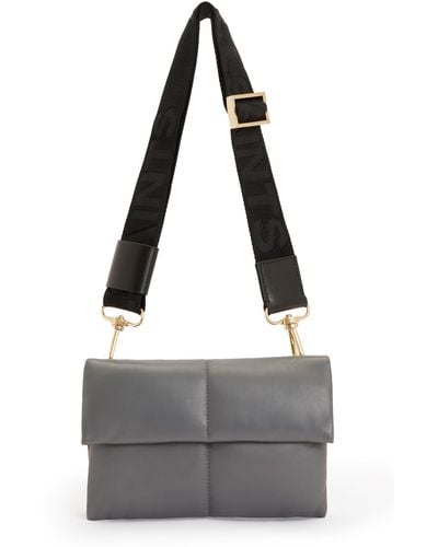 AllSaints Ezra Logo Strap Leather Crossbody Bag - Gray