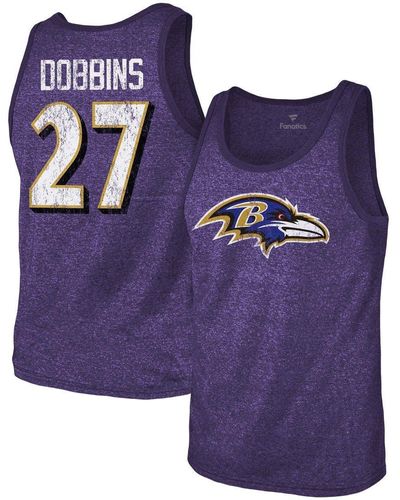 Majestic Threads J. K. Dobbins Heathered Baltimore Ravens Name & Number Tri-blend Tank Top At Nordstrom - Purple