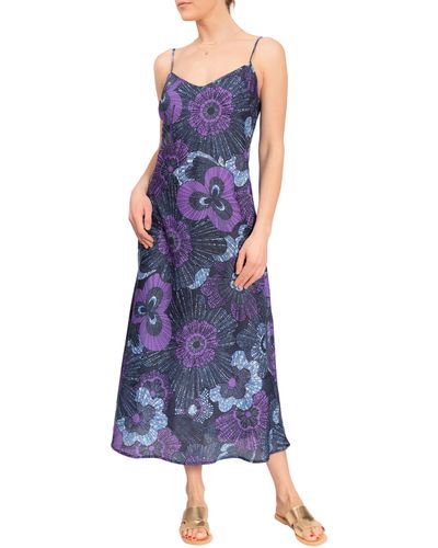 EVERYDAY RITUAL Angelina Floral Cotton Slip Nightgown - Blue