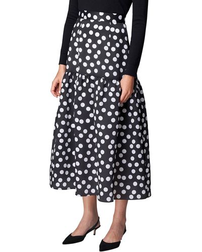 Carolina Herrera Ruffle Dot Print Silk Organza Skirt - Black
