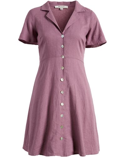 Madewell Kathy Retro Short Sleeve Mini Shirtdress - Purple