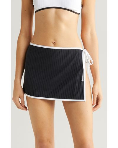 Solid & Striped Rib Cover-up Miniskirt - Blue