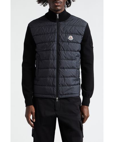 Moncler Quilted Down & Knit Cardigan - Black