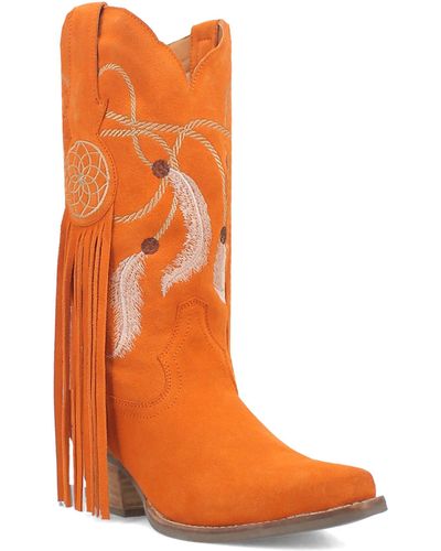 Dingo Day Dream Fringe Embroidered Western Boot - Orange