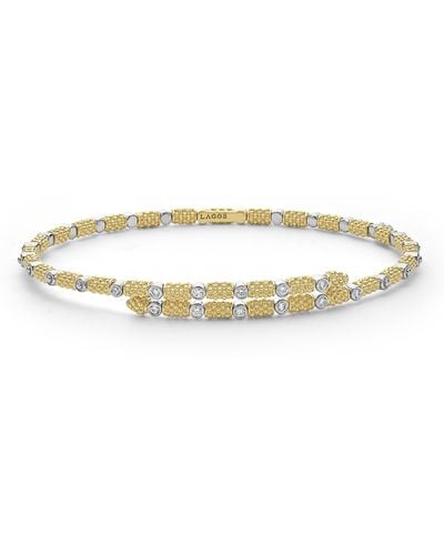 Lagos Signature Caviar Superfine Diamond Wrap Bracelet - Metallic