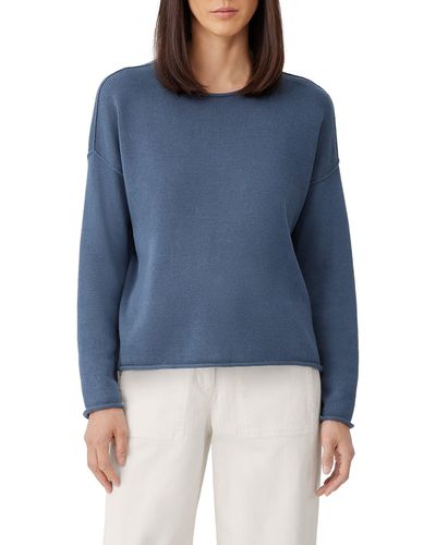 Eileen Fisher Boxy Crewneck Pullover - Blue