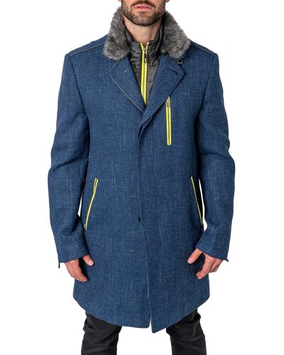 Maceoo Captain Wool Overcoat - Blue