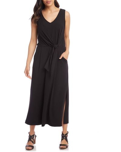 Karen Kane Sleeveless Tie Front Midi Dress - Black