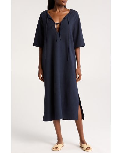 Nordstrom Tie Keyhole Cover-up Midi Dress - Blue