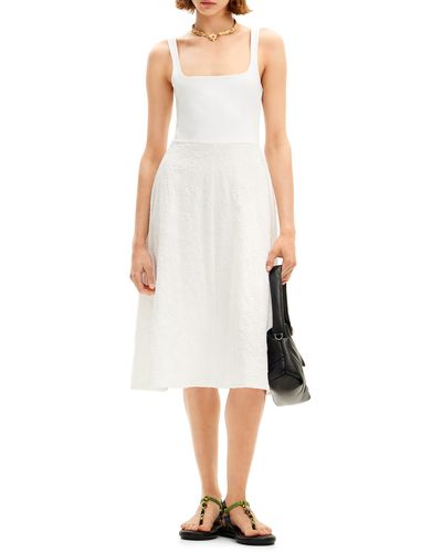 Desigual Luka Jacquard Skirt Midi Dress - White