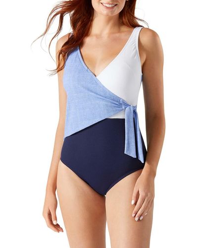 Tommy Bahama Colorblock Scoop Back One-piece Swimsuit - Blue