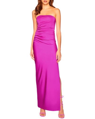 Susana Monaco Ruched Strapless Maxi Dress - Pink