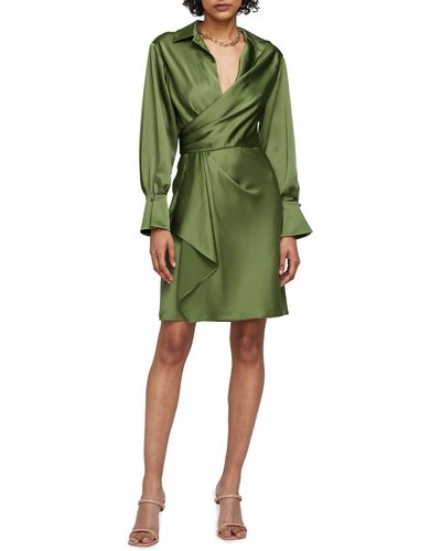 Jonathan Simkhai Talit Drape Long Sleeve Faux Wrap Dress - Green