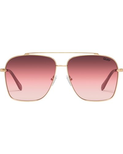Quay High Roller 56mm Aviator Sunglasses - Pink