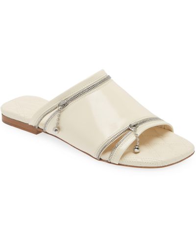 Burberry Zip Detail Slide Sandal - White