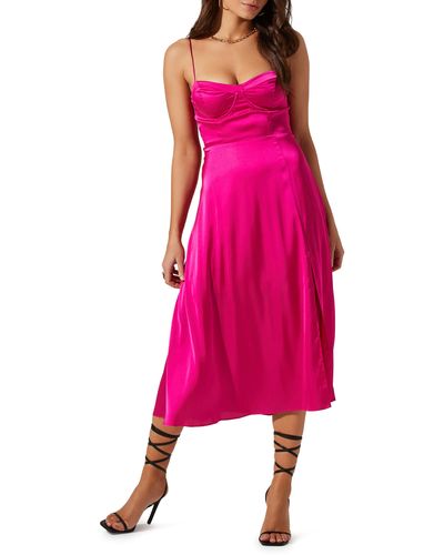 Astr Bustier Satin Dress - Pink