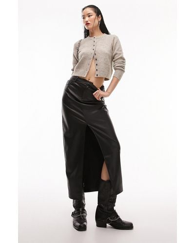 TOPSHOP Faux Leather Maxi Skirt - Black