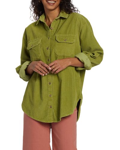 Billabong Always Golden Oversize Cotton Corduroy Shirt Jacket - Green