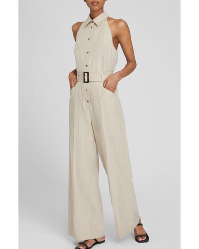 Club Monaco Belted Sleeveless Jumpsuit - Natural