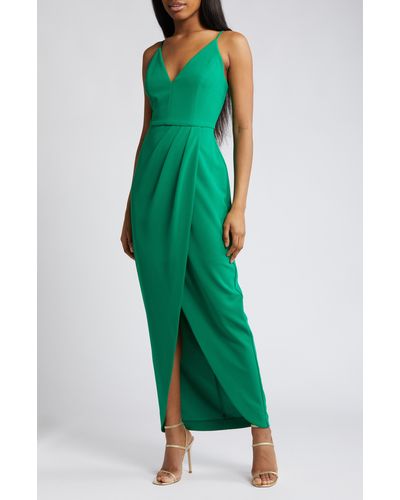 Wayf The Ines V-neck Tulip Gown - Green
