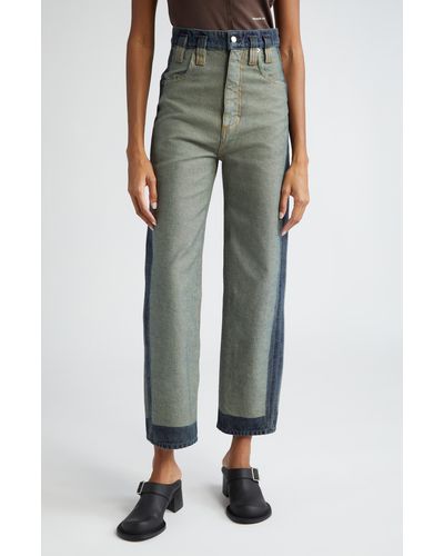 Eckhaus Latta Frame Effect baggy Cotton Denim Jeans - Green