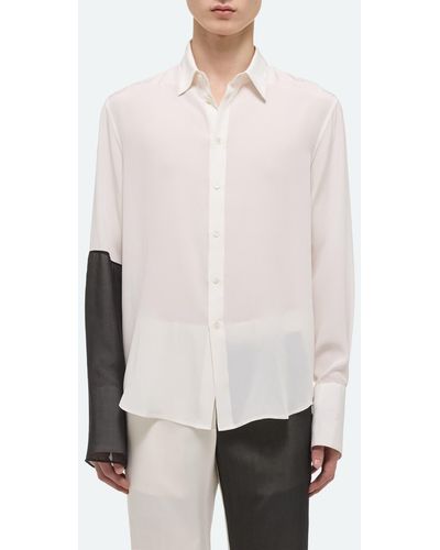 Helmut Lang Colorblocked Silk Button-up Shirt - White