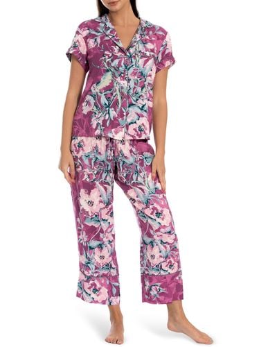 In Bloom Callie Floral Crop Pajamas - Red