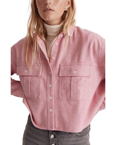 Madewell Flannel Cargo Button-up Shirt - Pink