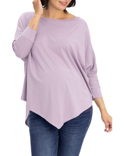 ANGEL MATERNITY Loose Fit Maternity T-shirt - Purple