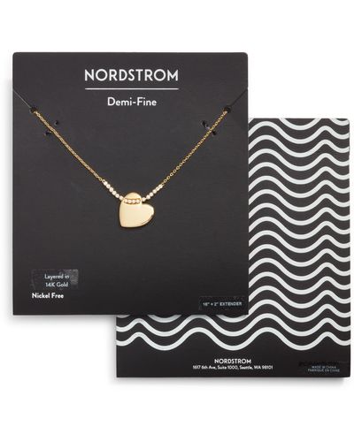 Nordstrom Pavé Heart Pendant Chain Necklace - Black