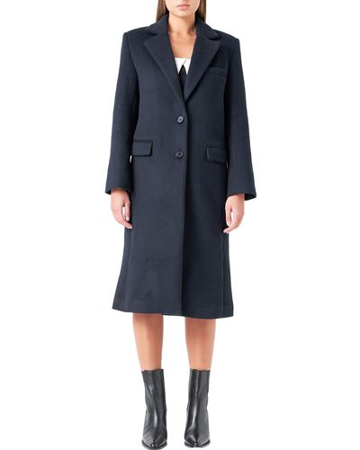 Grey Lab Wool Blend Trench Coat - Blue