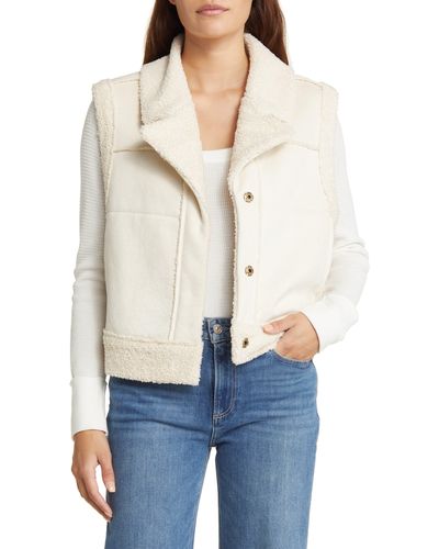 Marine Layer Faux Shearling & Faux Suede Vest - White