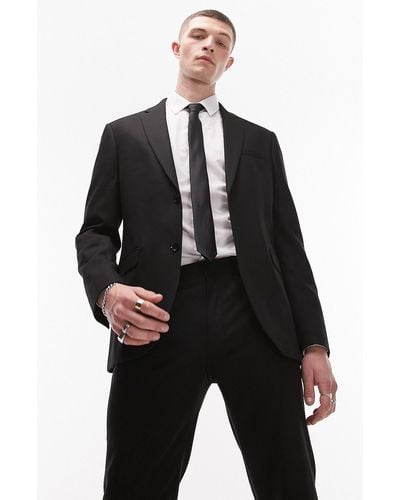 TOPMAN Skinny Fit Textured Two-button Suit Jacket - Black