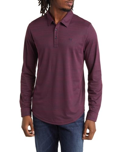 Travis Mathew Herondale Long Sleeve Cotton Blend Polo Shirt - Purple