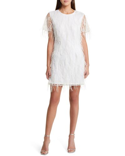 MILLY Rana Feather Minidress - White
