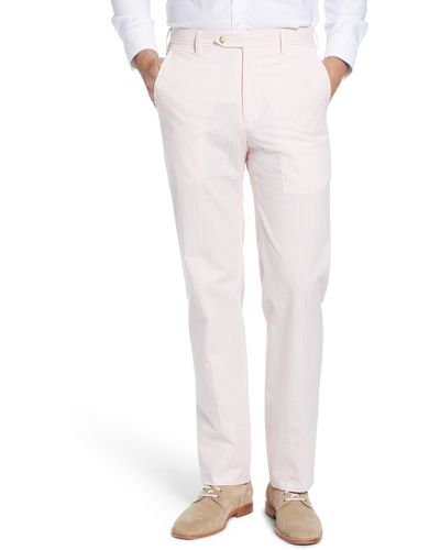 Berle Flat Front Seersucker Pants - White